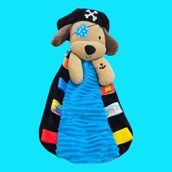 Taggies Pirate Puppy Dog Security Lovey Plush Baby Toy Rattle Satin Tactile Tags - Picture 2 of 8